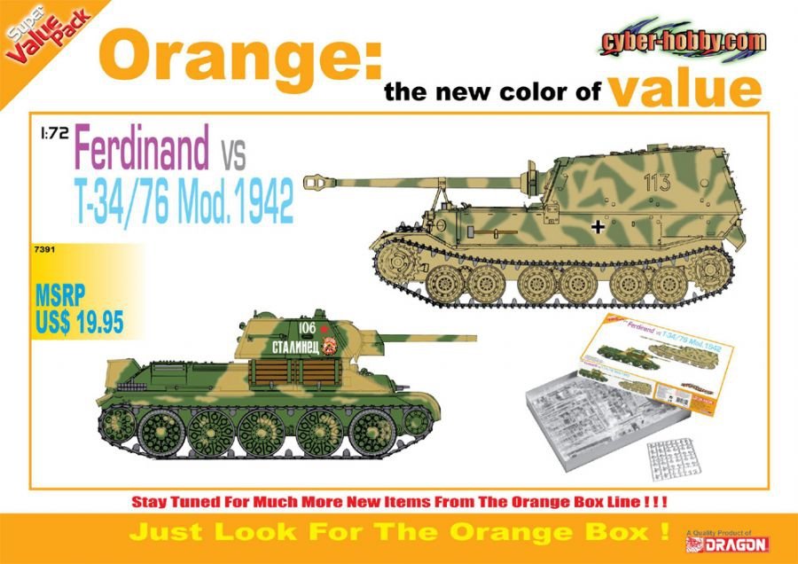 Cyber Hobby 7391 German Sd. Kfz.184 Ferdinand vs Soviet T-34/76 Mod. 1942 (Twin Pack) 1/72