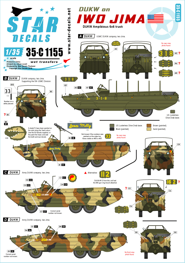 Star Decals 35-C1155 DUKW sur Iwo Jima 1/35