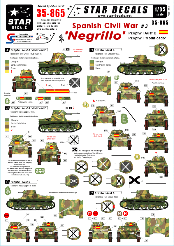 Star Decals 35-865 Guerre civile espagnole n° 3. « Negrillo » 1/35