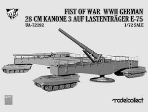 Modelcollect UA72192 Fist of War WWII German 28CM Kanone 3 Auf Lastenträger E-75 1/72 – zdjęcie 2