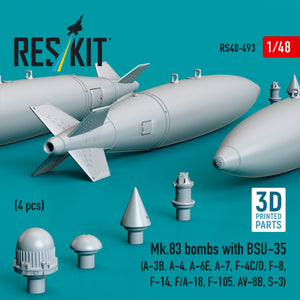 RESKIT RS48-0493 Bombes Mk.83 avec BSU-35 (4 pièces) (impression 3D) 1/48 – image 2