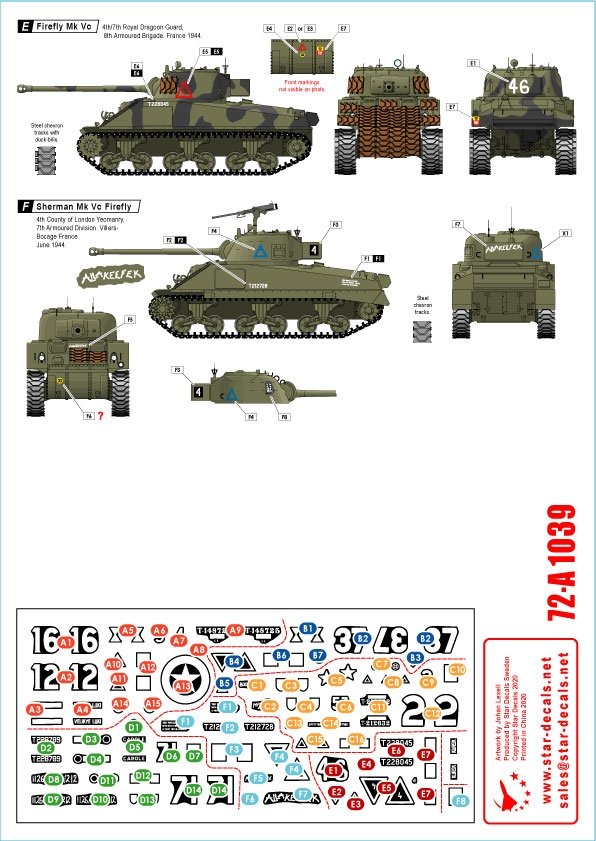 Star Decals 72-A1039 Sherman Firefly britannique. Spécial 75e anniversaire du Débarquement. Firefly Mk Ic et Mk Vc à l&amp;#39;échelle 1/72 – image 2