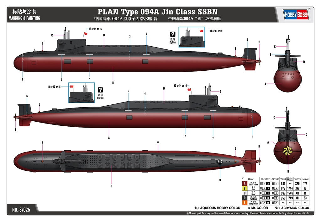 Hobby Boss 87025 PLAN Type 094A SNLE de classe Jin 1/700 – image 3