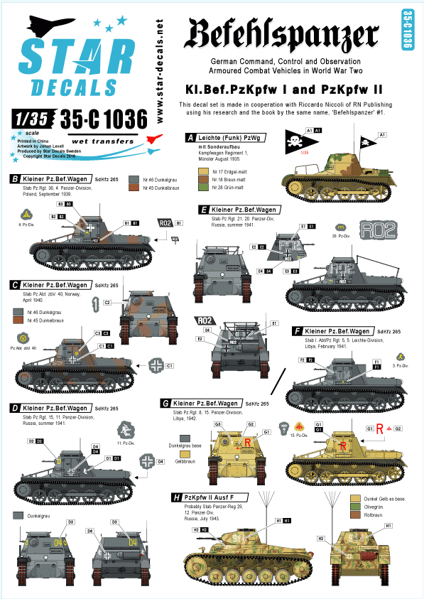 Star Decals 35-C1036 Befehlspanzer #1 1/35