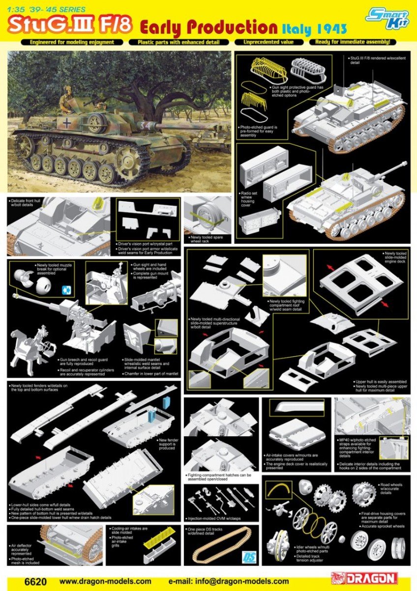 Dragon 6620 StuG. III F/8 Early Production Italy 1943 1/35 – zdjęcie 4