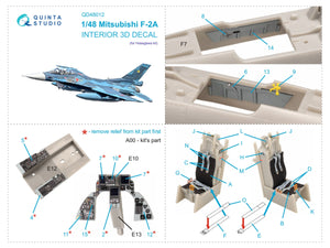Intérieur coloré imprimé en 3D sur papier décalcomanie Quinta Studio QD48012 Mitsubishi F-2A (Hasegawa) 1/48 – immagine 2