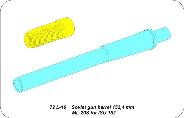 Canon Aber 72L-16 de 152,4 mm ML-20S pour canon soviétique ISU 152 à l&amp;#39;échelle 1/72 – image 4