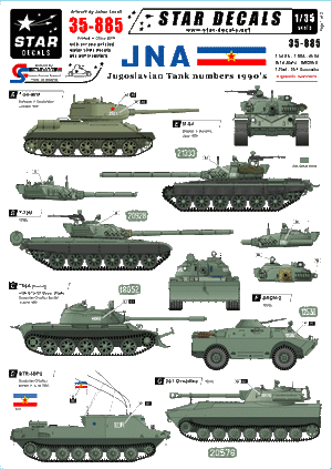 Star Decals 35-885 JNA - Numéros de chars yougoslaves des années 1990, échelle 1/35