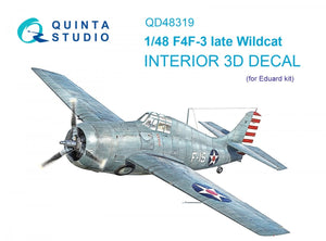 Intérieur imprimé en 3D et coloré sur papier décalcomanie Quinta Studio QD48319 F4F-3 (Eduard) au 1/48