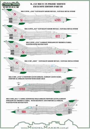 Décalcomanies ModelMaker D48152 MiG-21 en service polonais, édition exclusive partie III 1/48 – image 3