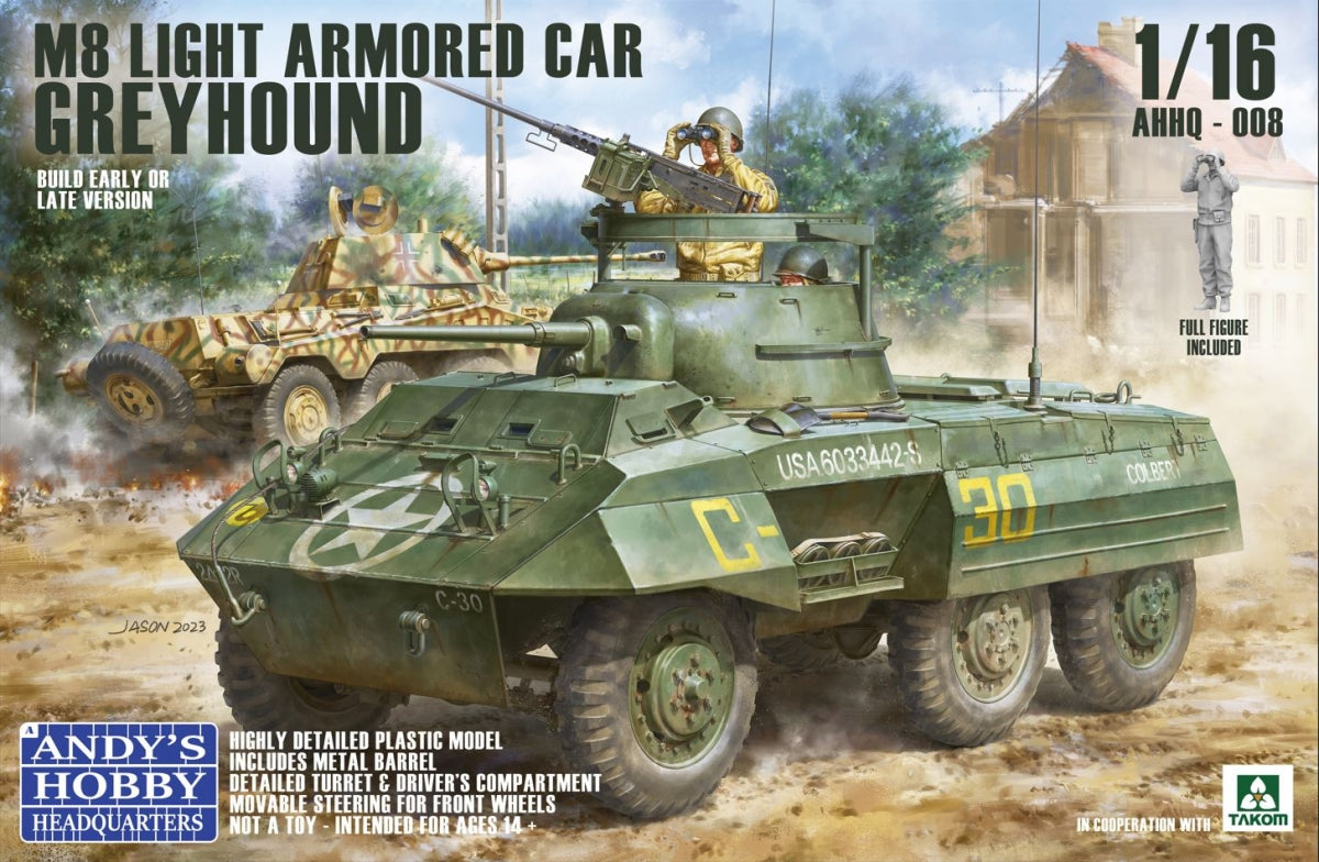 Andy&amp;#39;s Hobby Headquarters AHHQ-008 M8 Greyhound Voiture blindée légère américaine 1/16
