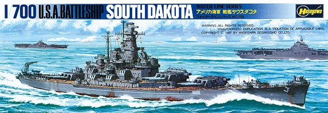 Hasegawa WL607 USS Battleship South Dakota (1/700)