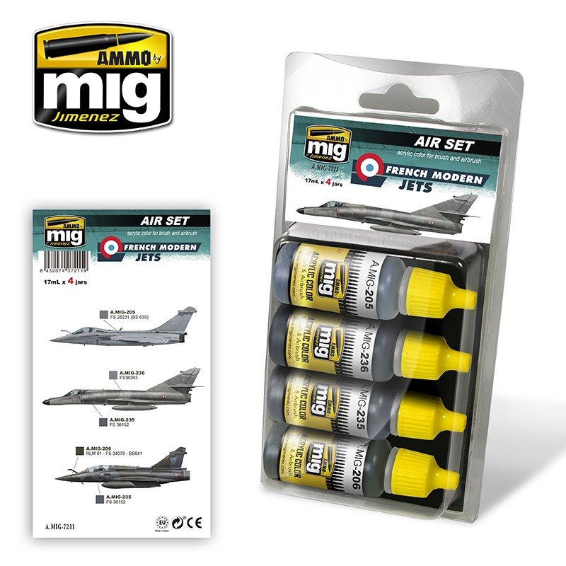 MUNITIONS de Mig Jimenez 7211 JETS MODERNES FRANÇAIS 4x17ml