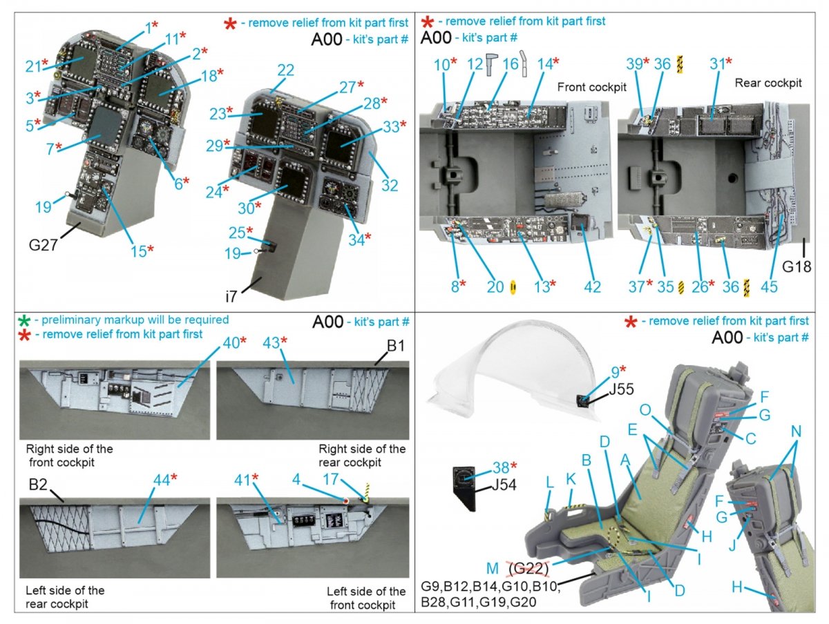 Quinta Studio QD32131 F/A-18D Early Intérieur imprimé en 3D et coloré sur papier décalcomanie (Academy) 1/32 – Bild 12