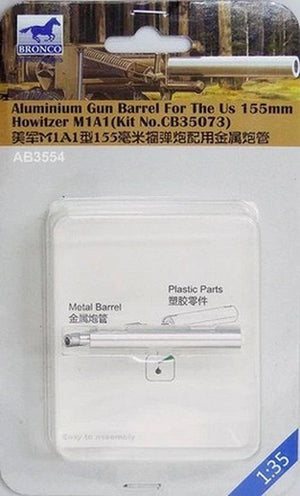 Canon en aluminium Bronco AB3554 pour obusier américain de 155 mm M1A1, échelle 1/35