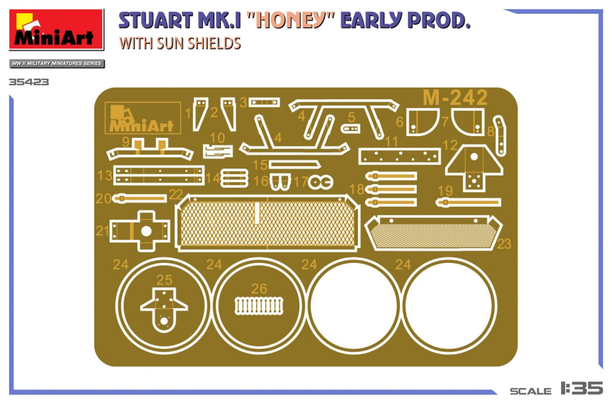 MiniArt 35423 Stuart Mk.I “Honey” Early Prod. w/Sun Shields 1/35 – zdjęcie 3