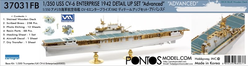 Pontos 35031FN ( 37031FN ) USS CV-6 Enterprise 1942 Kit de détails (Pont couleur teck) 1/350