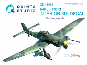 Intérieur imprimé en 3D et coloré sur papier décalcomanie Quinta Studio QD48092 Ju 87D/G (pour maquette Hasegawa) 1/48