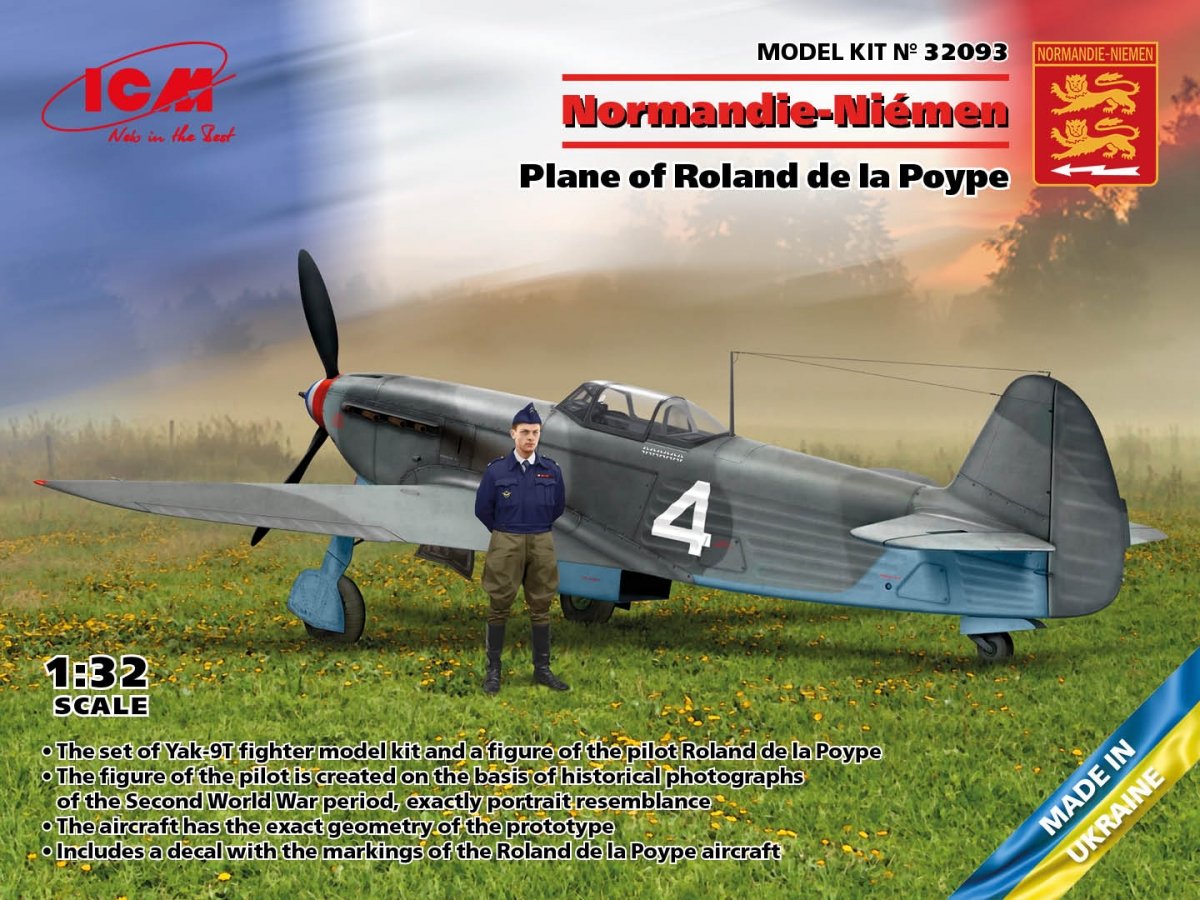 ICM 32093 Normandie-Niémen. Avion de Roland de la Poype (Yak-9T avec figurine Roland de la Poype) 1/32