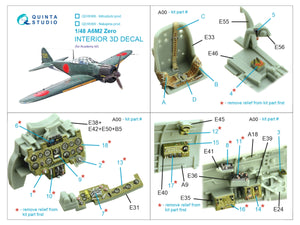 Quinta Studio QD48469 A6M2 Zero (Nakajima Prod.) Intérieur coloré imprimé en 3D sur papier décalcomanie (Academy) 1/48 – image 2