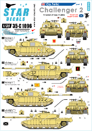 Lot de 6 décalcomanies Star Decals 35-C1096. Telic 1/35