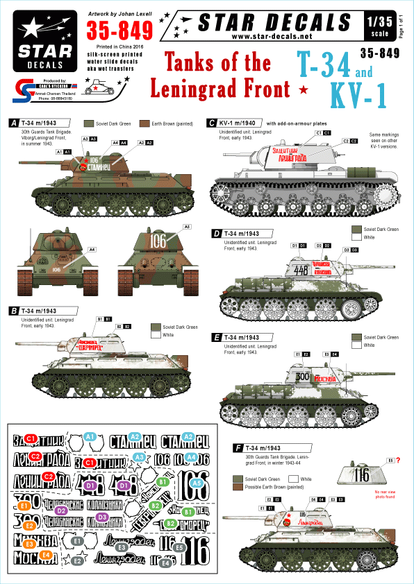 Star Decals 35-849 Chars du front de Leningrad 1/35