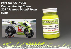 Peinture Zero Paints ZP-1290 Vert Racing Pramac - Équipe Pramac Ducati 2011, 60 ml