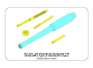 Aber 35L-212 Set of barrels for Soviet tank T-50 45 mm 20K x 1 pcs.; 7.62mm DT x 2pcs. (1/35) – image 8