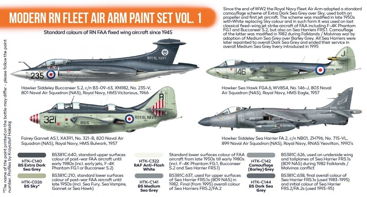 Hataka HTK-CS113 Modern RN Fleet Air Arm Paint Set Vol. 1 (6x17ml) – zdjęcie 3