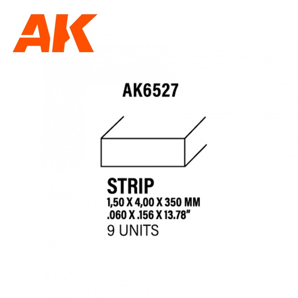 AK Interactive AK6527 BANDES 1,50 X 4,00 X 350MM – BANDE DE STYRÈNE – (9 UNITÉS)