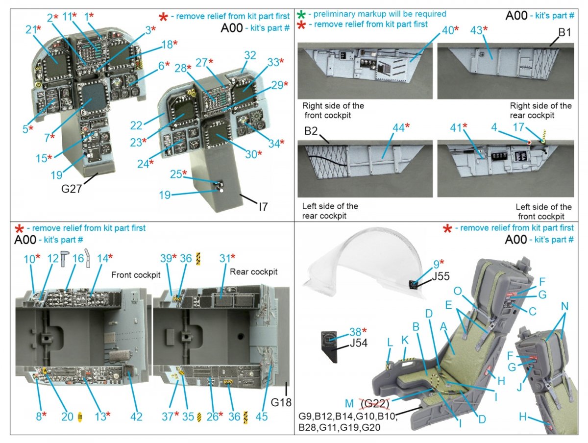 Intérieur imprimé en 3D et coloré sur papier décalcomanie Quinta Studio QD32147 F/A-18B (Academy) 1/32 – immagine 13
