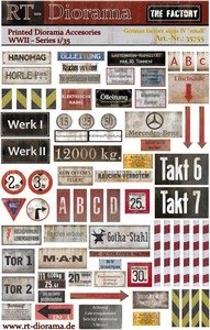 RT-Diorama 35755 Printed Accessories: German Factory Signs IV &amp;quot;small&amp;quot; 1/35