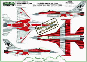Décalcomanies ModelMaker D48230 F-16 Force aérienne royale danoise, Solo Display 2024 Half Century Viper 1/48