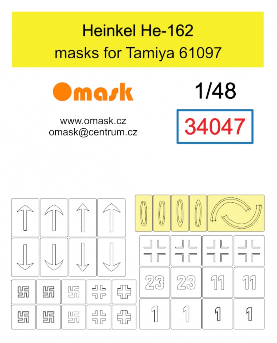 Omask 34047 Masques Heinkel He-162 (pour Miniart 48009) 1/48