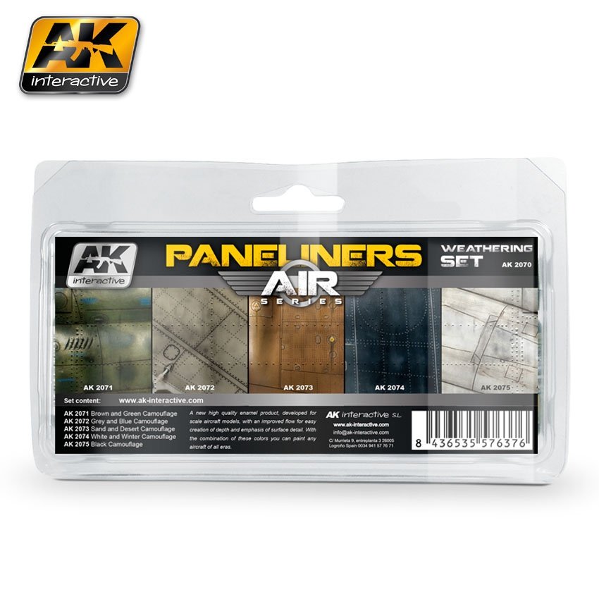 Kit de vieillissement AK Interactive AK2070 Paneliners (5 flacons de 35 ml)
