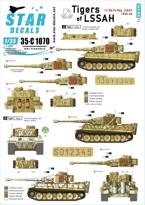 Star Decals 35-C1070 Tigres du LSSAH. 13./SS-Pz-Regiment LSSAH 1/35