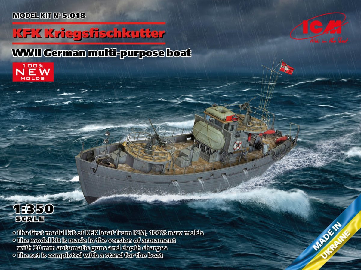 ICM S018 KFK Kriegsfischkutter Bateau polyvalent allemand de la Seconde Guerre mondiale 1/350 – image 2