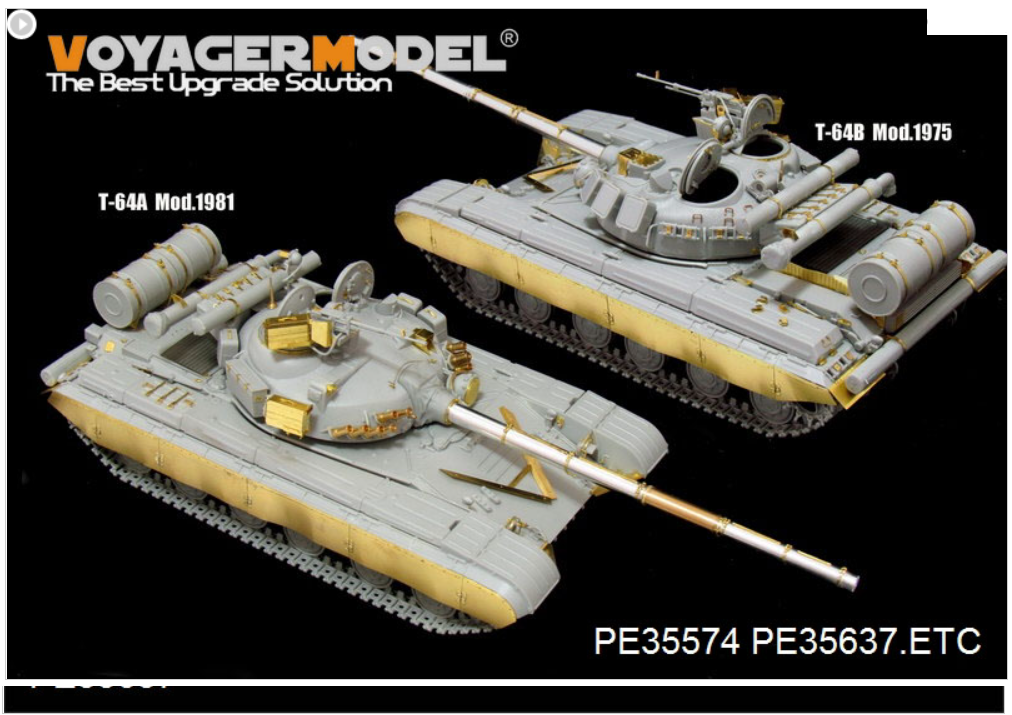 Maquette Voyager PE35637 Char de combat principal russe moderne T-64A Mod.1981 (lance-fumigènes inclus) (Pour TRUMPETER 01579) 1/35