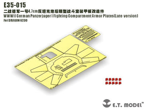 ET Model E35-015 Plaques de blindage du compartiment de combat du Panzerjäger I allemand de la Seconde Guerre mondiale (version tardive) (pour DRAGON 6230) (1/35)