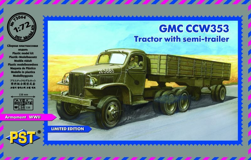 Tracteur GMC CCW353 avec semi-remorque PST 72064 à l'échelle 1/72