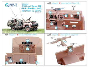 Intérieur imprimé en 3D et coloré sur papier décalcomanie Quinta Studio QD35087 Land Rover 109 Pink Panther SAS (Tamiya) 1/35 – image 2