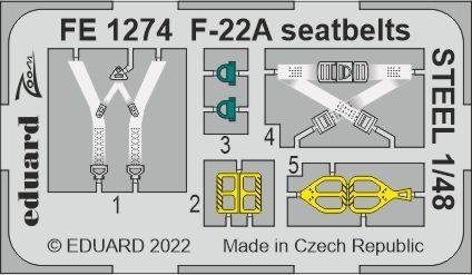 Ceintures de sécurité Eduard FE1274 F-22A en acier, j&amp;#39;adore les maquettes au 1/48