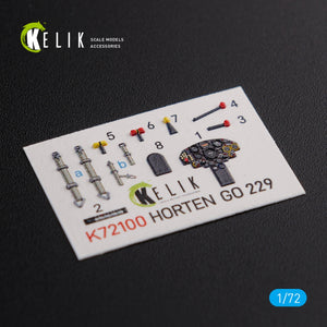 Décalcomanies 3D intérieures KELIK K72100 Horten Go 229 pour maquette Revell au 1/72