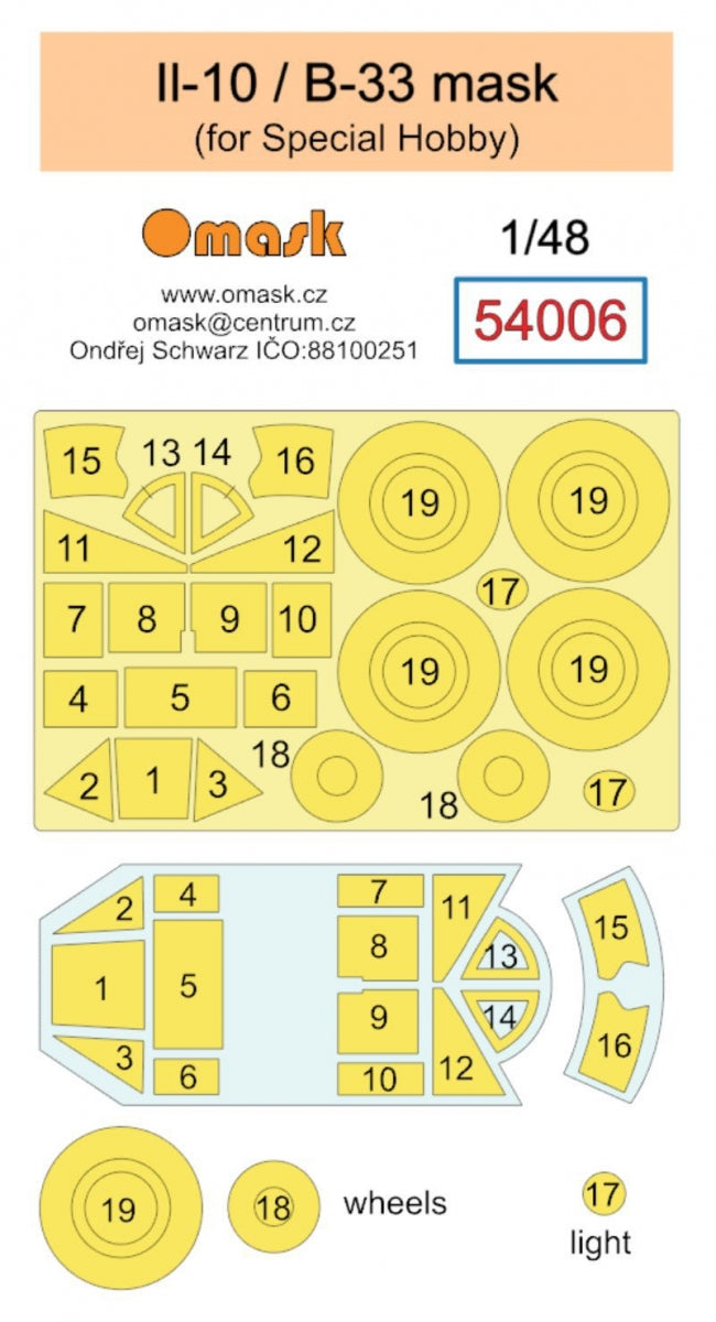 Masque Omask 54006 Il-10 / B-33 (pour Special Hobby) 1/48