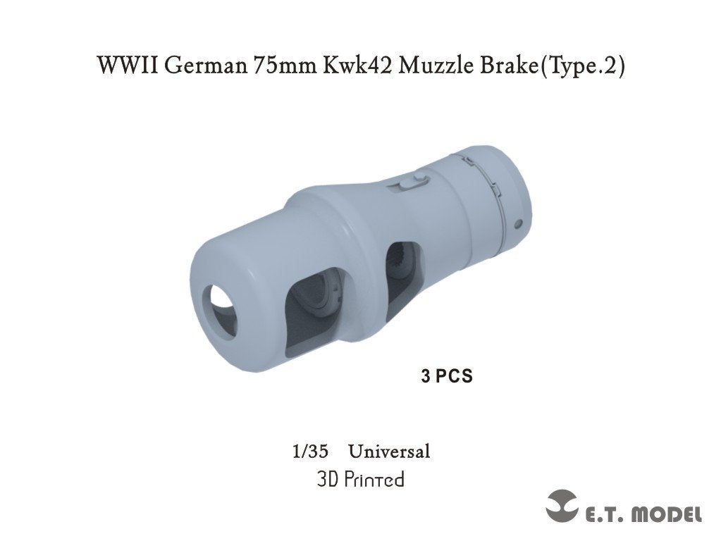 ET Model P35-308 WWII Allemand 75mm Kwk42 Frein de bouche Type.2 (Impression 3D) 1/35 