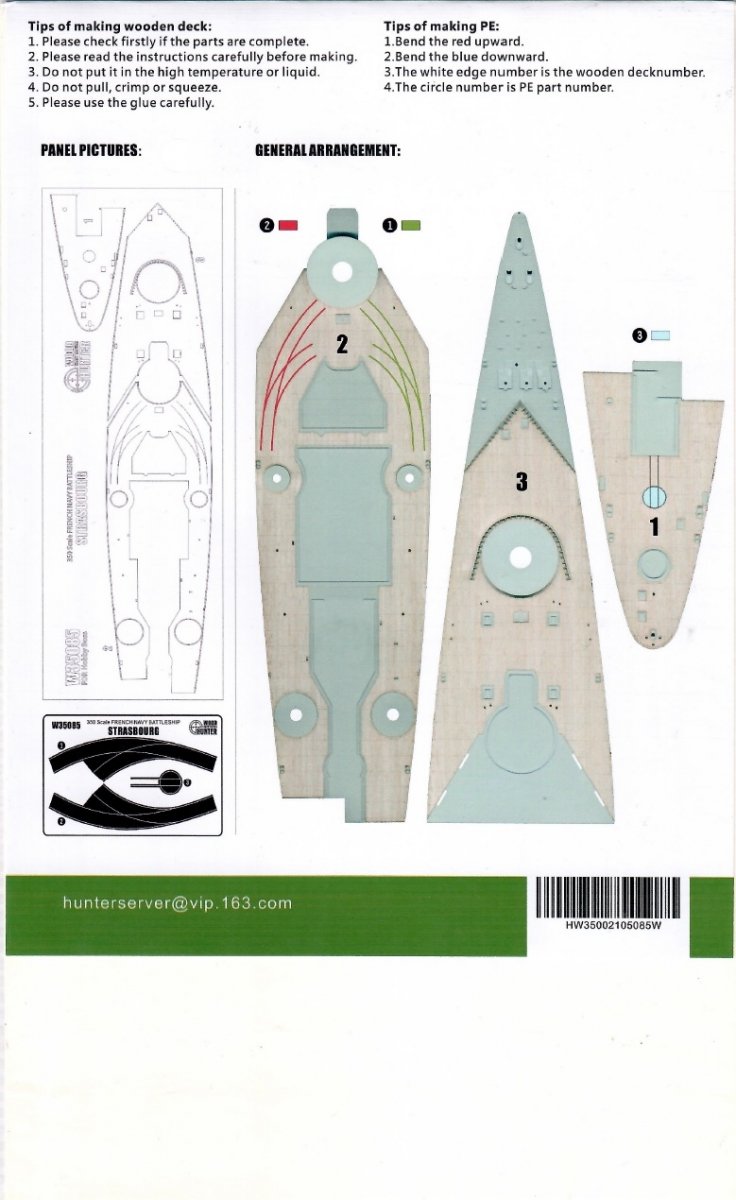 Maquette en bois W35085 du cuirassé français Strasbourg (Hobby Boss 86507) à l&amp;#39;échelle 1/350 – image 2