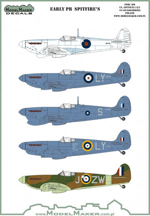 Décalcomanies ModelMaker D48132 Spitfires PR précoces 1/48