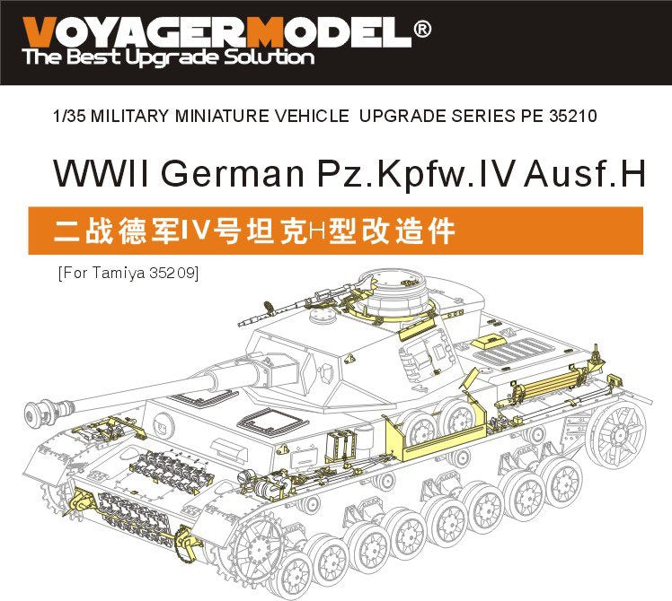 Maquette Voyager PE35210, char allemand Pz.Kpfw.IV Ausf.H de la Seconde Guerre mondiale pour Tamiya 35209, échelle 1/35