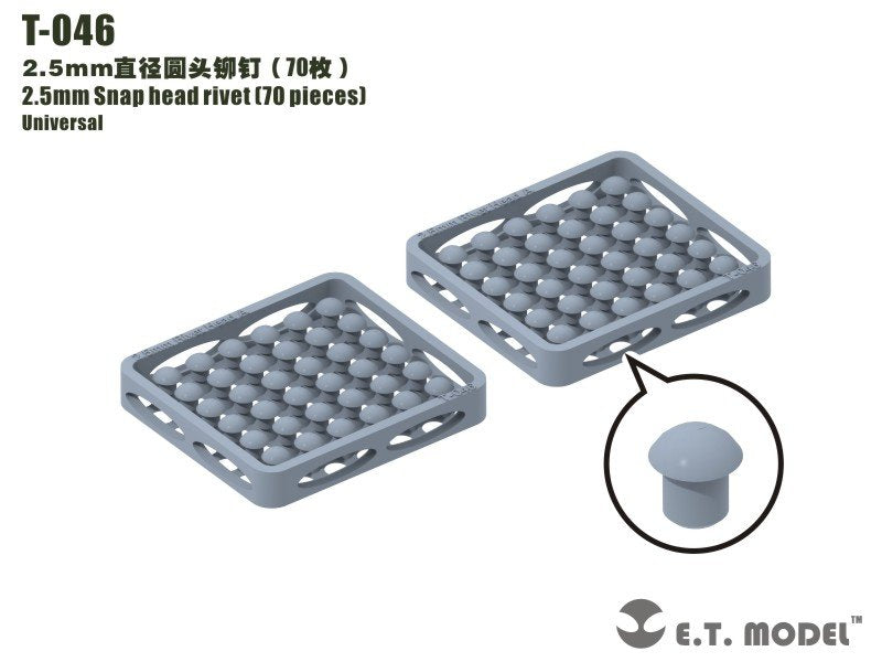 Rivets à tête clipsable ET modèle T-046 2,5 mm (70 pièces) (rivets)