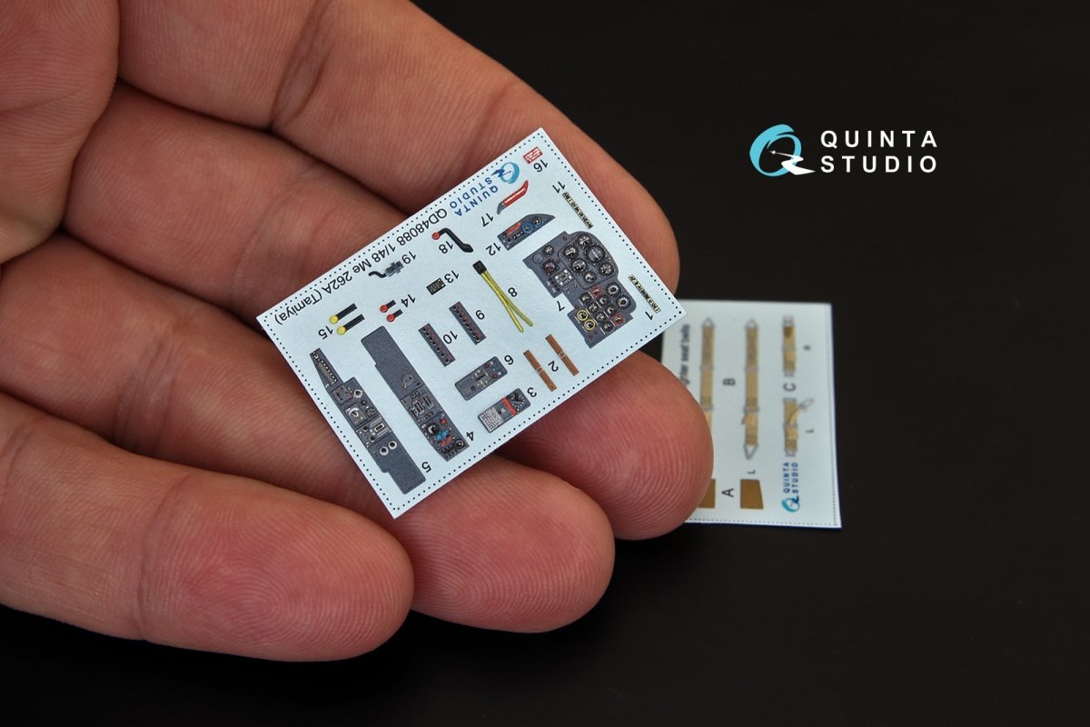 Quinta Studio QD48088 Me-262A 3D-Printed &amp;amp; coloured Interior on decal paper (for Tamiya kit) 1/48 – zdjęcie 4